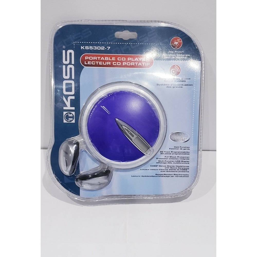 KOSS Portable CD Player KS5302-7 Headphones Compact Disc